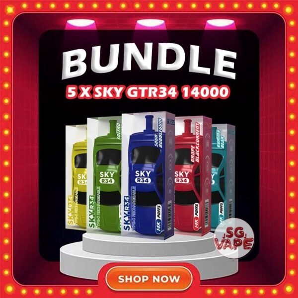5 X SKY GTR34 / R34 14000 DISPOSABLE Package Include : 5 X SKY GTR34 14000 PUFFS DISPOSABLE FREE DELIVERY The SKY GTR34 14k DISPOSABLE in our Vape Singapore , Sg Vape JJ Ready stock on sale , get it now with us and same day delivery ! This product also is Sky R34 Vape , It features a high nicotine concentration for a satisfying hit and comes with a rechargeable battery, ensuring longevity and convenience. The Sky R34 is designed to be user-friendly and portable, offering a seamless vaping experience without the need for frequent refills or recharges. Its impressive puff capacity makes it an ideal choice for those seeking an extended disposable vape option. Sky R34 14000 Disposable Vape has 10 flavour new arrival For you choose the Salt Nic! ⚠️SKY R34 14K DISPOSABLE FLAVOUR LIST⚠️ Grape Blackcurrant Sour Bubblegum Honeydew Watermelon Double Mango Lemon Cola Gummy Bear Mix Berries Mango Grape Mango Lychee Solero Lime SG VAPE COD SAME DAY DELIVERY , CASH ON DELIVERY ONLY. ORDER BEFORE 5PM , SAME DAY NIGHT SLOT 20:00 PM – 23:00 PM RECEIVED PARCEL. TAKE BULK ORDER /MORE ORDER PLS CONTACT US : SGVAPEJJ VIEW OUR DAILY NEWS INFORMATION VAPE : SGVAPEJJ