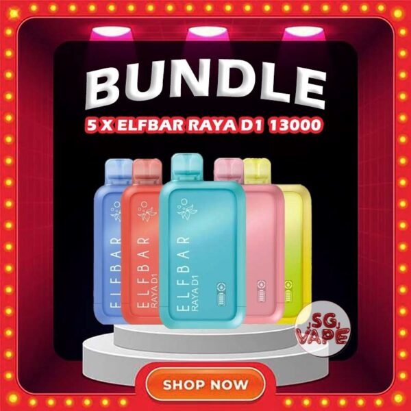 5 X ELFBAR RAYA D1 13K / 13000 DISPOSABLE Get 5 pcs X ELFBAR RAYA D1 13K / 13000 DISPOSABLE with amazing price! FREE DELIVERY The Elfbar D1 Raya 13k with 13000 puffs is a cutting-edge disposable pod device designed for an extended and satisfying vaping experience . Boasting an impressive puff capacity , this device delivers a long-lasting and flavorful journey . With its innovative technology , Elfbar ensures a hassle-free and convenient vaping solution. The Raya D1 variant offers a delightful blend of watermelon and honeydew flavours , Providing a refershing and enjoyable taste profile . Ideal for user seeking a high-puff disposable option , the Elfbar D1 Raya promises an immersive vaping session with every draw . Specification : Puff : 13000 Puffs Nicotine : 3% / 30mg Capacity : 18ml Battery : 650mAh Charging : Rechargeable with Type C ⚠️ELFBAR RAYA D1 13K PUFFS DISPOSABLE FLAVOUR LINE UP⚠️ Apple Orange Bubblegun Cola Kiwi Guava Grape Lychee Juicy Peach Mango Lychee Bubblegum Mango Strawberry Ice Cream Masam Bubblegum Mixed Berry Peach Lychee Blackcurrant Ribena Lychee Solero Strawberry Guava SG VAPE COD SAME DAY DELIVERY , CASH ON DELIVERY ONLY. ORDER BEFORE 5PM , SAME DAY NIGHT SLOT 20:00 PM – 23:00 PM RECEIVED PARCEL. TAKE BULK ORDER /MORE ORDER PLS CONTACT US : SGVAPEJJ VIEW OUR DAILY NEWS INFORMATION VAPE : SGVAPEJJ