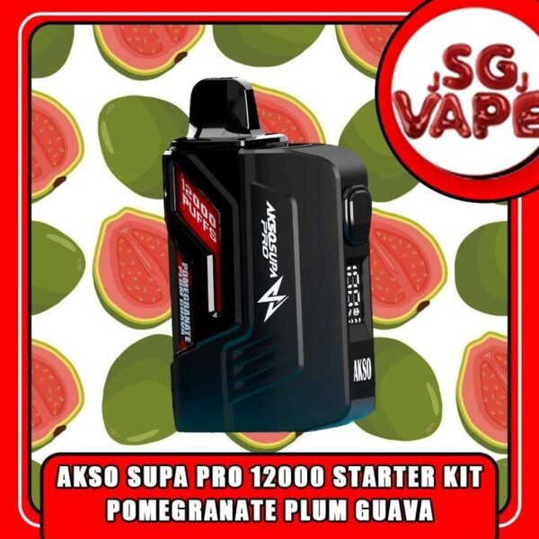AKSO SUPA PRO 12000 / 12K DISPOSABLE The AKSO SUPA PRO 12000 DISPOSABLE Starter Kit in our SG VAPE JJ ready stock on sale , get it now with us and same day delivery ! The AKSO Supa 12K DISPOSABLE  is a cutting-edge close pod system starter kit featuring advanced chipsets for precise battery and liquid measurements . It equips an auto-lock safety feature that enhances user security, and with 12 flavor options, it offers a diverse vaping experience. What makes AKSO SUPA PRO 12K are different than the other device because it came with Chip Set System which will show you accurate level of flavour indicator. delivers a great flavoring, a satisfying draw and the indicator; They feel really good in the hand as ergonomic shape to hold and vape with. (by Vapesg , sgvapejj.com) Specification : Puffs : 12000 Coil : Mesh coil Battery Capacity : Type-C Rechargeable Nicotine Strength : 5% ⚠️AKSO SUPA PRO 12000 STARTER KIT FLAVOUR LIST⚠️ Pomegranate Plum Guava Rootbeer Minty Gum Ice Watermelon Pineapple Orange Mango Lime Triple Mango Peanut Butter Toast Apple Asam Boi Blackcurrant Yakult Grape Nutty Tobacco Pineapple Mango SG VAPE COD SAME DAY DELIVERY , CASH ON DELIVERY ONLY. ORDER BEFORE 5PM , SAME DAY NIGHT SLOT 20:00 PM – 23:00 PM RECEIVED PARCEL. TAKE BULK ORDER /MORE ORDER PLS CONTACT US : SGVAPEJJ VIEW OUR DAILY NEWS INFORMATION VAPE : SGVAPEJJ