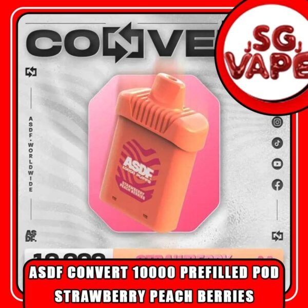 ASDF CONVERT 10000 / 10K PUFFS PREFILLED CARTRIDGE POD - DISPOSABLE The ASDF CONVERT 10000 / 10K PUFFS PREFILLED CARTRIDGE POD in our Vape Singapore - SG VAPE JJ Ready Stock , get it now with us and same day delivery ! Use before need a ASDF CONVERT BATTERY , just can use the prefilled pod. ASDF VAPE is a Malaysian E-Cigarette specially produced to suits the Malaysian taste buds with rich aromas and delicious flavors. This Product is PREFILLED CARTRIDGE POD only , Remember Buy a Full Set Starter Kit Together. Specification : Battery Volume : 500 mAh Charging : Rechargeable with Type C Fully Charged Time : 15mins Battery Indicator ⚠️ASDF CONVERT 10K CARTRIDGE FLAVOUR LIST⚠️ Hawaiian Pineapple Grape Lychee Energy Drink Blueberry Kiwi Cool Mint Lemon Mint Strawberry Peach Berries Grape Yogurt Double Mango Berry Peach Lemon Mango Lychee Aloe Vera Fruity Lychee Mixed Bubblegum Sea Salt Passion Fruit Strawberry Kiwi Strawberry Apple Cappuccino Coconut Lychee Mango Peach Strawberry Berries Grape Slurpee SG VAPE COD SAME DAY DELIVERY , CASH ON DELIVERY ONLY. ORDER BEFORE 5PM , SAME DAY NIGHT SLOT 20:00 PM – 23:00 PM RECEIVED PARCEL. TAKE BULK ORDER /MORE ORDER PLS CONTACT US : SGVAPEJJ VIEW OUR DAILY NEWS INFORMATION VAPE : SGVAPEJJ