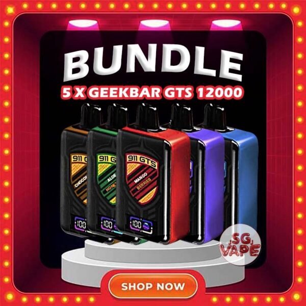 5 X GEEKBAR 911 GTS 12K / 12000 PUFFS DISPOSABLE - SG VAPE JJ Get 5 pcs X GEEKBAR 911 GTS 12K / 12000 DISPOSABLE with amazing price! FREE DELIVERY This GEEKBAR GTS 911 12k / 12000 disposable pod boasts a cutting-edge design, featuring a smart screen indicator that displays both battery and e-liquid balance percentages. With this user-friendly innovation, you're always in control of your vaping session. Discover out signature Aloe Honeydew flavor, alongside popular options like GEEKBAR 12000 ChocoMocha , Grape Honeydew , Grape Lychee , Mango Berries , Mango Pineapple , and Peanut Butter . For those craving extra sweetness, you can also enjoy Strawberry Lime or Watermelon Kiwi Guava flavors. Specifition : Puffs : 12,000 Battery Capacity : Type-C Rechargeable Nicotine Strength : 5% Charging Time : Roughly 10 min - 15 min ⚠️GEEKBAR GTS 911 12000 FLAVOUR LINE UP⚠️ Aloe Honeydew ChocoMocha Grape Honeydew Grape Lychee Mango Berries Mango Pineapple Peanut Butter Strawberry Lime Vanilla Cream Puffs Watermelon Kiwi Guava SG VAPE COD SAME DAY DELIVERY , CASH ON DELIVERY ONLY. ORDER BEFORE 5PM , SAME DAY NIGHT SLOT 20:00PM – 23:00PM RECEIVED PARCEL. TAKE BULK ORDER /MORE ORDER PLS CONTACT US : SGVAPEJJ VIEW OUR DAILY NEWS INFORMATION VAPE : SGVAPEJJ