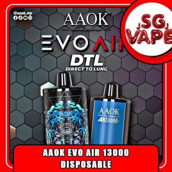 AAOK EVO AIR 13K / 13000 PUFFS DISPOSABLE - SG VAPE JJ AAOK EVO AIR 13K / 13000 is a disposable vaping device known for its high puff count of 13000 and features such as a Type-C rechargeable port and an 800mAh battery. This device offers a convenient and long-lasting vaping experience, making it popular among vapers who prefer disposables with extended usage times. Discover out signature Apple Pie flavor, alongside popular options like AAOK 13000 Banana Vanilla Custard , Grape Apple Ice , Pineapple Colada , Pear Watermelon , Strawberry Vanilla , and Oat Milk . For those craving extra sweetness, you can also enjoy Root Beer or Sirap Bandung flavors. Specification : Nicotine: 5% Puffs: 13000 Puff Battery Capacity: 600mAh Capacity: 17ml Charging Interface: Type-C ⚠️AAOK EVO AIR 13000 AVAILABLE FLAVOUR⚠️ Apple Pie Banana Vanilla Custard Candy Guava Mint Grape Apple Ice Oat Milk Pineapple Colada Pear Watermelon Root Beer Sirap Bandung Strawberry Vanilla SG VAPE COD SAME DAY DELIVERY , CASH ON DELIVERY ONLY. ORDER BEFORE 5PM , SAME DAY NIGHT SLOT 20:00PM – 23:00PM RECEIVED PARCEL. TAKE BULK ORDER /MORE ORDER PLS CONTACT US : SGVAPEJJ VIEW OUR DAILY NEWS INFORMATION VAPE : SGVAPEJJ