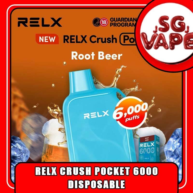 RELX CRUSH POCKET 6K / 6000 PUFFS DISPOSABLE - SG VAPE JJ The RELX Crush Pocket 6000 / 6K Puffs Disposable vape offers a refreshing summer experience with its subtle sweetness, strong cooling effect, and moderate richness RELX Pocket features a puff count of up to 6k puffs, an atomizer with a mech coil 2.0, powered by 10W. Equipped with a 470mAh battery, it reaches 80% charge in just 45 minutes. Specifition :  Puffs: 6000 Puff Nicotine Strength : 3% Charging Time : Roughly 30-45min Battery Capacity : Type-C Rechargeable ⚠️RELX CRUSH POCKET 6000 FLAVOUR LINE UP⚠️ LongJing Tea Mint Freeze Peach Oolong Tea Root Beer Sea Salt Lemon Sour Plum Cola TieGuanYin Tea Watermelon Chill SG VAPE COD SAME DAY DELIVERY , CASH ON DELIVERY ONLY. ORDER BEFORE 5PM , SAME DAY NIGHT SLOT 20:00PM – 23:00PM RECEIVED PARCEL. TAKE BULK ORDER /MORE ORDER PLS CONTACT US : SGVAPEJJ VIEW OUR DAILY NEWS INFORMATION VAPE : SGVAPEJJ